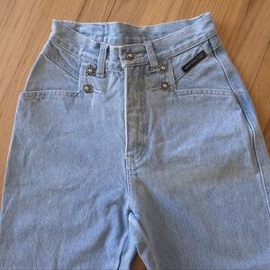 Vintage Western Ethics Straight Leg Studded Blue Jeans High Rise Bareback Light